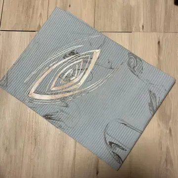 파란색 추상 무늬 은실 먹물 흘림 나고야 오비 명주 여름