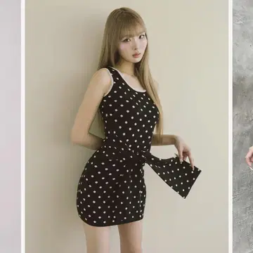 Darich 다리치 허리 마크 도트 니트 미니 원피스