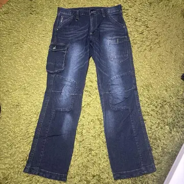 다크 블루 데님 카고 팬츠