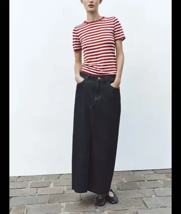 ZARA 스트라이프 니트 숏 슬리브 상의 새상품