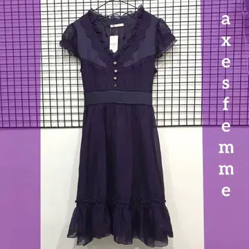 A534 axesfemme 반팔 원피스 프릴 리본 레이스 퍼플
