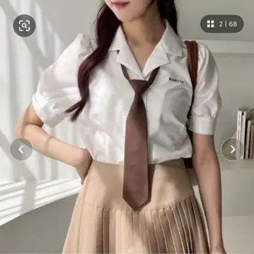 Niceclaup 넥타이가 달린 오픈 카라 블라우스