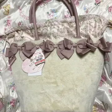 택 포함 새상품 시마무라 아오키 미사코 니나스 퍼 백 퍼 바스켓백 핑크