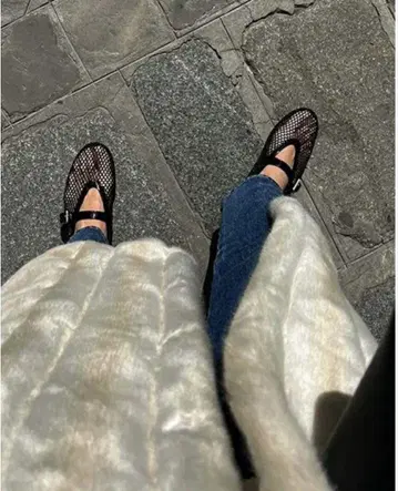 미사용 새상품 메쉬 펌프스 플랫 25cm