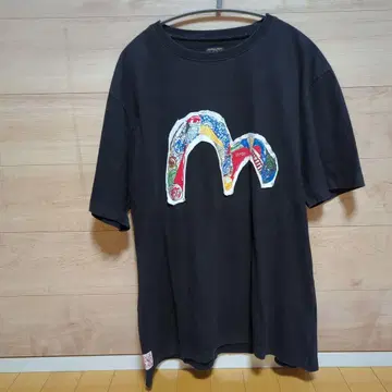 Evisu 커스텀 메이드 그래픽 티셔츠 블랙