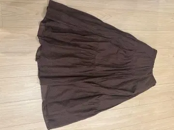 Plage 브라운 도트 무늬 플레어 스커트 36
