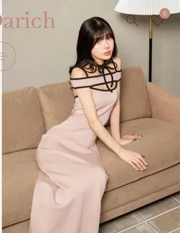 다리치 파이핑 컷 리본 롱 원피스
