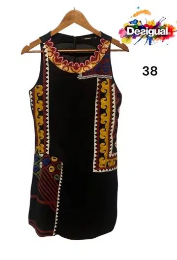 Desigual 멀티 컬러 자수 드레스 Size Eur:38