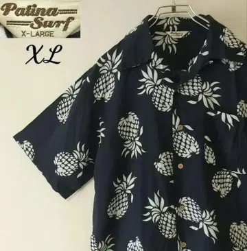 Patina Surf 알로하 셔츠 파인애플 패턴 XL 남성용 네이비