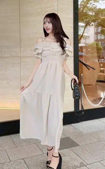 셰리미 프릴 오프숄더 티어드 원피스