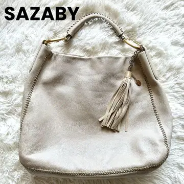 SAZABY 사자비 인조 가죽 원 핸들 베이지 숄더 백