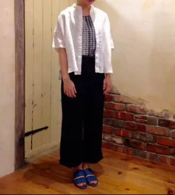nest Robe/린넨 둥근 카라 반팔 블라우스/네스트로브