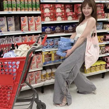 체크 리본 박서 팬츠