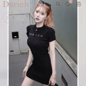 다리치 하프 지퍼 리브 니트 미니 원피스