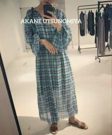 AKANE UTSUNOMIYA 일본제 체크 원피스 롱 프린지