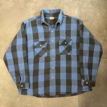 90s five brother 플란넬 셔츠 파랑 USA제 체크 XL