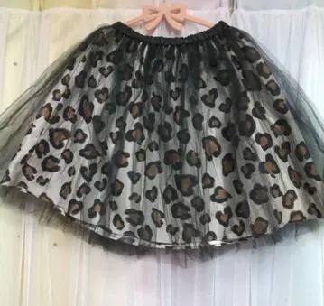 Nina mew#레오파드 무늬 튤 스커트 새상품급