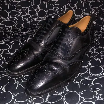 BALLY 발리 블랙 가죽 윙 칩 신발