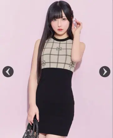 미셸 마카롱 로고 니트 미니 원피스