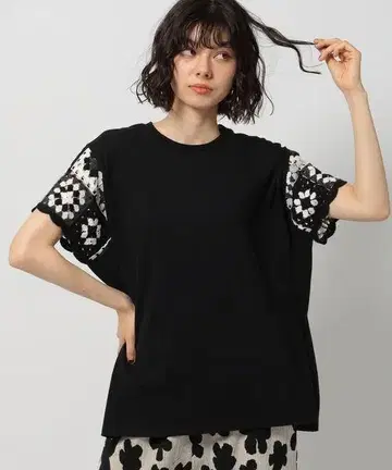 니코앤드 nikoand... 크로셰 슬리브 풀오버 블랙 L
