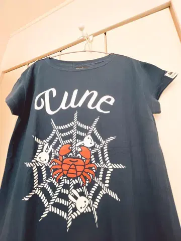 CUNE 거미줄과 게 반팔 티셔츠 롱 셔츠