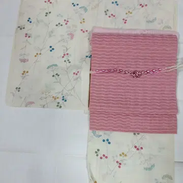순수 실크 여름용 코몬, 여름용 오비, 오비 장식 천, 허리띠 세트