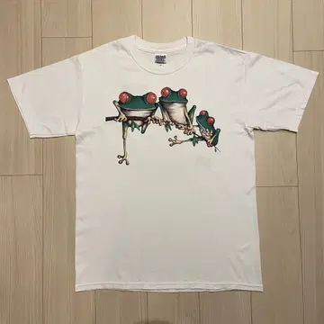 90s Jim Morris 프로그 개구리 양면 프린트 티셔츠 구제 의류