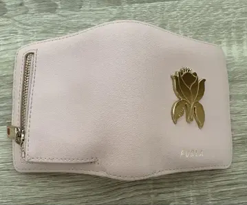 훌라 두겹 지갑 핑크 꽃 금장 장식