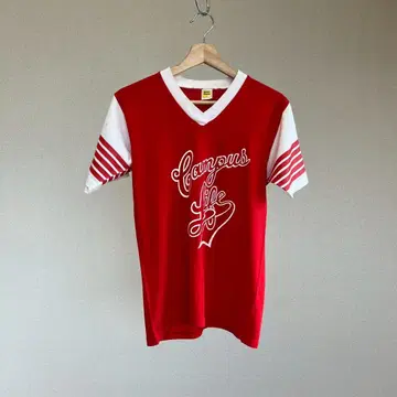 80s USA제 벨바신 빨간색 프린트 티셔츠 S 사이즈 빈티지