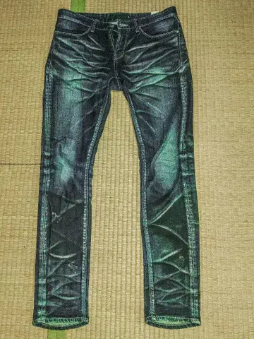 FUGA 다크 블루 데미지 슬림 데님