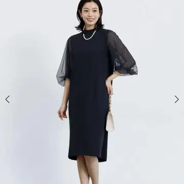 야마다야 FENNEL 시어 슬리브 원피스 네이비
