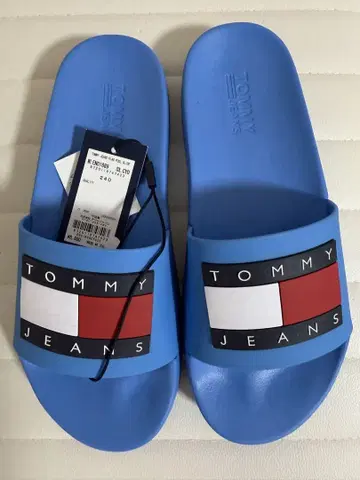 TOMMY JEANS 로고 슬라이드 샌들 박스 없음.