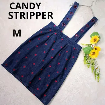 Candy Stripper 캔디 스트리퍼 데님 스커트 하트 무늬 M