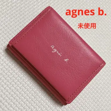 미사용 agnes b. 애니에스베 가죽 3단 폴더형 지갑 핑크 미니 지갑