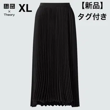 택 포함 새상품 유니클로 띠어리 플리츠 랩스커트 블랙 XL