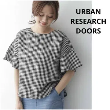 URBAN RESEARCH DOORS 린넨 체크 블라우스
