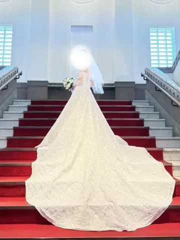 웨딩 미디엄 베일 펄 장식