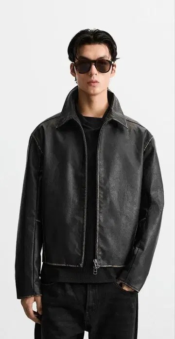 ZARA 자라 그라데이션 인조 가죽 자켓 L