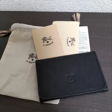 새상품 일비종떼 천연 가죽 카드 케이스 명함지갑 블랙 NERO