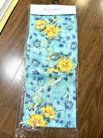 유카타 파란색 꽃무늬 면100%
