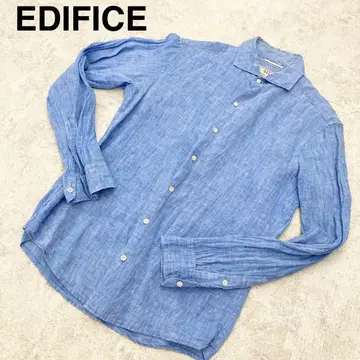 EDIFICE 에디피스 린넨 린넨 긴팔 셔츠 블루 파랑 S