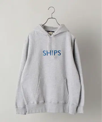 SHIPS 그레이 자수 로고 후드티