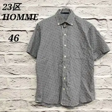 R5194 23구 HOMME [46] 반팔 셔츠 버튼 다운 코튼 올 패턴