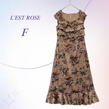 L'EST ROSE 레스트로즈/벨로아 프릴 원피스 꽃무늬 슬리브리스