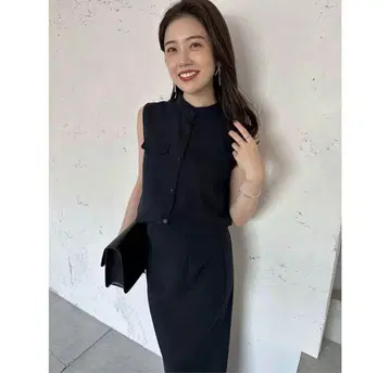 anuans 백 새틴 밴드 카라 슬리브리스 블라우스