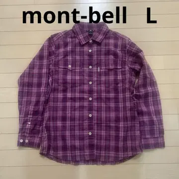 새상품급 mont-bell 몽벨 보라색 체크 L 긴팔 셔츠