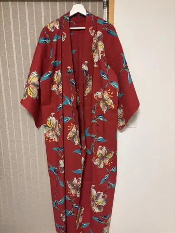 빨간 꽃무늬 유카타 단품