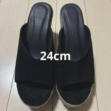 블랙 페이크 스웨이드 웨지 힐 뮬 24cm CN38