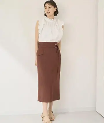 ANAYI 린넨풍 옥스 하이웨스트 타이트 스커트