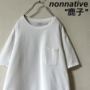 구제 의류 논 네이티브 사슴 포켓 티셔츠 화이트 무지